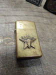 Vtg 1992 Zippo Slim Brass Marlboro Steer Star Cigarette Lighter Monogrammed JEB