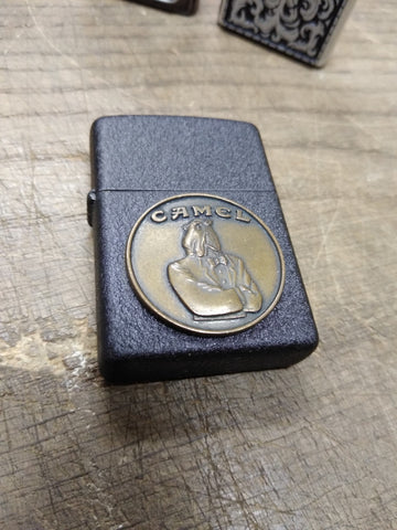 Vtg Minty Unfired 1997 ZIPPO Camel Joe Medallion Black Matte Cigarette Lighter