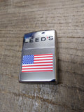 Vtg 2001 Unfired Zippo LEED'S American Flag Cigarette Lighter Display Box Minty!