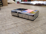 Vtg 2001 Unfired Zippo LEED'S American Flag Cigarette Lighter Display Box Minty!