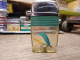 Vtg Scripto Vu Lighter Fly Fishing Lure Green Band Made In USA Good Shape!