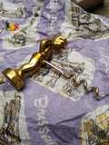 Vtg Brass Boy Figure Cork Screw Naughty Wine Bottle Opener Brussels w/Box