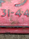 Vtg WWII Era Mini Red Enamel Metal Pennsylvania Pa License Plate 3-31-44 #7573