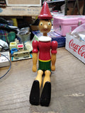 Vtg Wooden Pinocchio Toy Doll 14.5” Jointed Limbs Hand Painted Italy Very Nice!