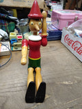 Vtg Wooden Pinocchio Toy Doll 14.5” Jointed Limbs Hand Painted Italy Very Nice!