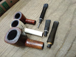 Vtg 3 Piece Smoking Tobacco Pipe Parts Repair Lot White Summit Imported Briar