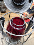 Vtg Dietz Vesta P.&L.E.R.R Railroad Cold Blast Kerosene Lantern Red Globe