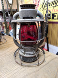Vtg Dietz Vesta P.&L.E.R.R Railroad Cold Blast Kerosene Lantern Red Globe