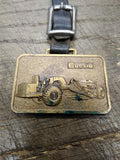 Vtg Brass Euclid Heavy Construction Equipment Dozers Uke's 2 Sided Watch FOB