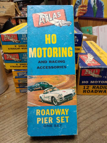 Vtg Atlas Tool HO Motoring #1250 198 Slot Car Roadway Pier Set 10 Piece w/Box!