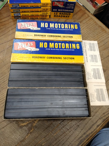 Vtg Atlas Tool HO Motoring Slot Car Roadway Combining Section12 Piece w/Boxes