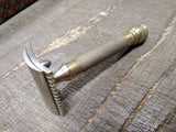 Vtg Gillette 3 Piece Gold Tone Ball End Double Edge Safety Razor USA! #1