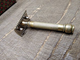 Vtg Gillette 3 Piece Gold Tone Ball End Double Edge Safety Razor USA! #1