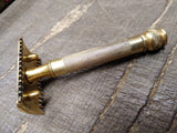Vtg Gillette 3 Piece Gold Tone Ball End Double Edge Safety Razor USA! #2