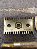 Vtg Gillette 3 Piece Gold Tone Ball End Double Edge Safety Razor USA! #2