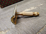 Vtg Gillette Gold Tone Tech 3 Pc Ball End Double Edge Travel Safety Razor #3