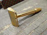 Vtg 1950's Era Gem Micromatic Bullet Tip TTO Single Edge Gold Tone Safety Razor