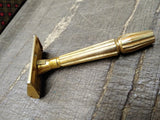 Vtg 1950's Era Gem Micromatic Bullet Tip TTO Single Edge Gold Tone Safety Razor