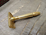 Vtg 1950's Era Gem Micromatic Bullet Tip TTO Single Edge Gold Tone Safety Razor