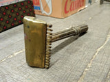 Vtg 1930-40 Era Gem Micromatic TTO Single Edge Brass Safety Razor Made In USA