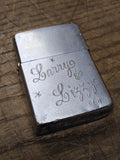 Vtg 1964 ZIPPO Brushed Chrome Cigarette Lighter Engraved Larry & Lizzy Patent #