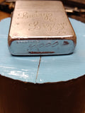Vtg 1964 ZIPPO Brushed Chrome Cigarette Lighter Engraved Larry & Lizzy Patent #