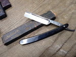 Vtg F Koeller Gun Metal Straight Razor Nice Scales Solingen Germany w/Box Nice!