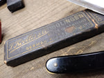 Vtg F Koeller Gun Metal Straight Razor Nice Scales Solingen Germany w/Box Nice!