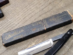 Vtg F Koeller Gun Metal Straight Razor Nice Scales Solingen Germany w/Box Nice!