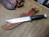 Vtg CASE XX Fixed Blade Hunting Knife 11 inch Leather Wrapped Handle and Sheath