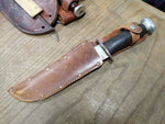 Vtg CASE XX Fixed Blade Hunting Knife 11 inch Leather Wrapped Handle and Sheath