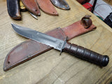 Vtg KABAR WW2 USMC Fixed Blade Combat Knife 12" Leather Wrapped Handle Sheath #1