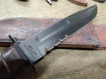 Vtg KABAR WW2 USMC Fixed Blade Combat Knife 12" Leather Wrapped Handle Sheath #1