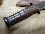 Vtg KABAR WW2 USMC Fixed Blade Combat Knife 12" Leather Wrapped Handle Sheath #1