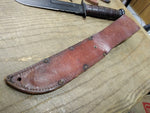 Vtg KABAR WW2 USMC Fixed Blade Combat Knife 12" Leather Wrapped Handle Sheath #1