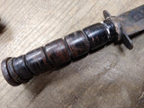 Vtg WW2 Japanese Military Fixed Blade Combat Knife Leather Wrapped Handle Sheath