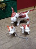 Vtg 3 Piece Miniature Puppy Dog Porcelain Figurine Set Made in Japan