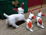 Vtg 3 Piece Miniature Puppy Dog Porcelain Figurine Set Made in Japan