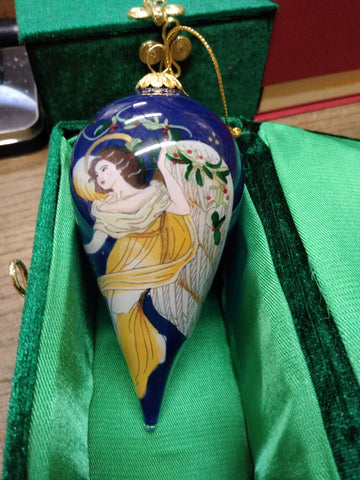 Vtg 2013 Pier1 Li Bien Blown Glass Reverse Hand Painted Angel Christmas Ornament