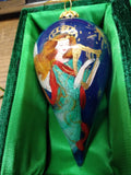Vtg 2012 Pier1 Li Bien Blown Glass Reverse Hand Painted Angel Christmas Ornament