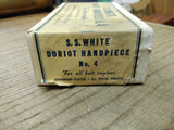 Vtg SS White Dental Mfg Doriot Handpiece No 4 For All Belt Engines Dentistry Box