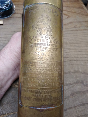 Vtg Brass Fyr Fyter Co Super Model Fire Extinguisher Continuous Stream EMPTY!