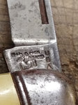 Vtg Hammer Brand USA Folding Pocket Knife 2 Blade Cream Marbled 3" Closed Nice!