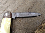 Vtg Hammer Brand USA Folding Pocket Knife 2 Blade Cream Marbled 3" Closed Nice!