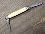 Vtg Hammer Brand USA Folding Pocket Knife 2 Blade Cream Marbled 3" Closed Nice!