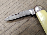 Vtg Hammer Brand USA Folding Pocket Knife 2 Blade Cream Marbled 3" Closed Nice!