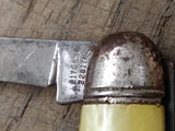 Vtg Hammer Brand USA Folding Pocket Knife 2 Blade Cream Marbled 3" Closed Nice!
