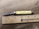 Vtg Hammer Brand USA Folding Pocket Knife 2 Blade Cream Marbled 3" Closed Nice!