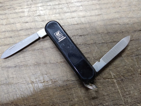 Vtg Zwilling JA Henckels Folding Pocket Key Chain Knife 2 Blade 2.5" Closed Nice