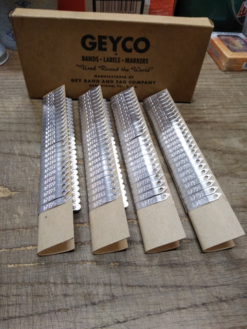 Gey Band & Tag Co Geyco Bands Labels Markers Poultry Wing Tags 100 Piece w/Box!